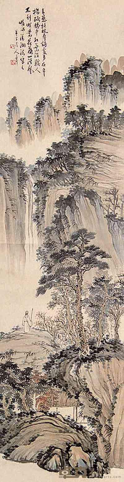 陈半丁 山水 立轴 131×34cm